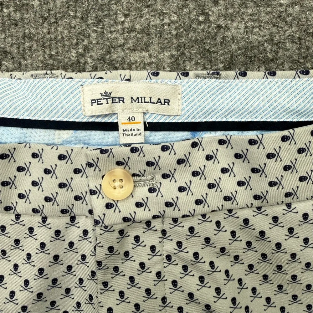Peter Millar Mens 40 Skull Crossbones Golf Shorts Grey Performance Stretch 9.5in - Picture 3 of 8